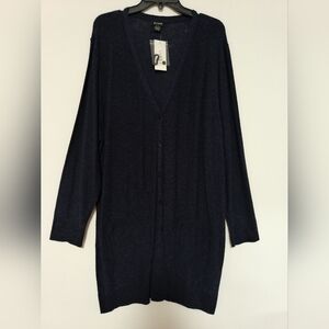 New Navy Blue Long Cardigan / Size 3X